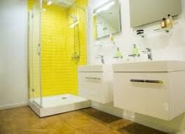 Where the rest of the house is designed in soft and pale blue, cream, and pink tones, a tiny half bath on the lower level gets a dose of character with monochromatic sudbury yellow from farrow & ball. Decorate Your Bathroom With The Color Yellow Decor Tips