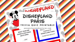Disneyland Paris Trivia Quiz Free Printable