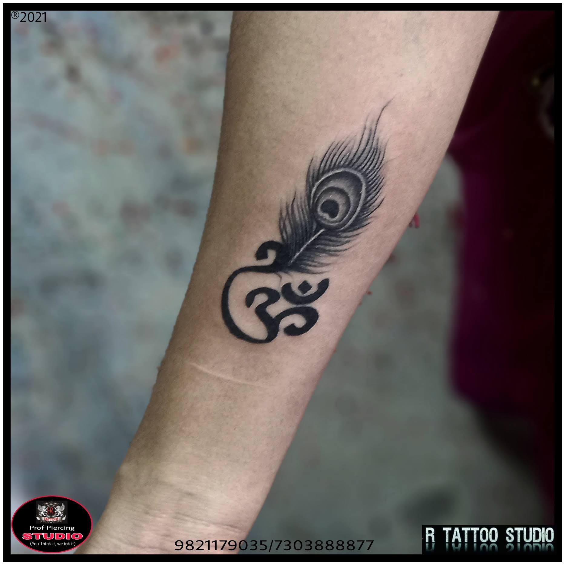 Om With Feather Tattoo product image