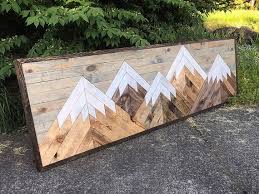 X Large Five Rustic Wood Mountains Wall Art Wood Wall Art Diy Reclaimed Wood Wall Art Mountain Wood Art