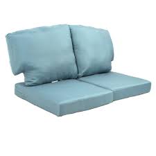 This set is the perfect replacement for many wrought iron & rattan original loveseat. Hampton Bay Charlottetown 23 5 In X 26 5 In 4 Piece Outdoor Loveseat Cushion Set In Washed Blue 89 65603 The Home Depot Outdoor Loveseat Cushion Outdoor Loveseat Outdoor Furniture Cushions
