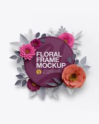 Download Paper Flower Frame Mockup In Object Mockups On Yellow Images Object Mockups PSD Mockup Templates
