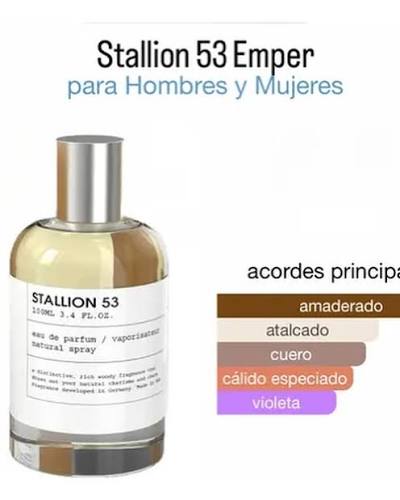 Stallion 53 de Emper es una fragancia de la familia olfativa Oriental para  Hombres y Mujeres. Esta fragrancia es nueva. Stallion 53 se lanzó en 2024.  Las Notas de Salida son cardamomo