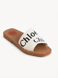 Woody Flat Mule In Canvas Chloe Eg