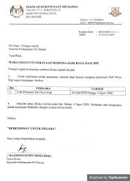 Cuti hari raya aidil adha. Surat Makluman Cuti Sempena Hari Buletin Sk Sri Damai Facebook