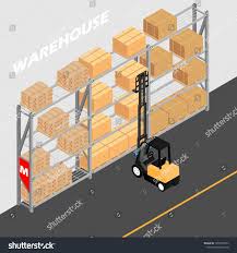 Warehouse Interior With Shelves Pallets Forklift And Boxes Logistic Delivery Service Concept Royalty Free Image Illustration In 2020 Interior Pallet Illustration