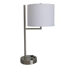 Shop at ebay.com and enjoy fast & free shipping on many items! Fangio Lighting 20 In Tech Friendly Metal Brushed Nickel Finish Table Lamp With 1 Outlet And 1 Usb Port In Base W 1752xusb The Home Depot