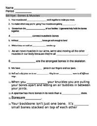 Bill Nye Bones Muscles Video Guide Sheet Bones And Muscles Bill Nye Muscle Video