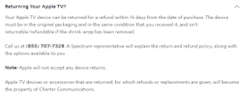 Customers who want a 4k apple tv as part of their charter subscriptions will need to pay $7.50 per month plus. Why Can T I Return Apple Tv Welcome To The Spectrum Community