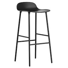 Black bar stool with up and down hydraulic function distributor. Normann Copenhagen Form Barstool 75 Cm Steel Base Black Finnish Design Shop