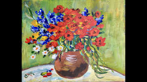 Vase with carnations and other flowers via vincent van gogh medium: How To Use Acrylic To Paint An Impressionistic Vase Of Flowers By Van Gogh For Beginners Youtube