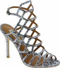 Details About Steve Madden Slithur G Sandal Womens Stiletto Sandals Silver Glitter Uk 5 It 38