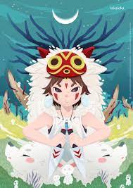 Alice in wonderland fan art digital speed painting. Artstation Ghibli Fanart San Princess Mononoke Oki Mahendra
