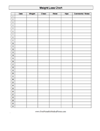 printable weight loss chart