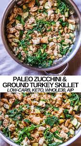 Zucchini And Ground Turkey Skillet The Roasted Root Ground Turkey And Zucchini Recipe Ground Turkey Recipes Healthy Clean Dinner Recipes