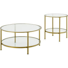 2 piece glass coffee table set. Crosley Kf13021gl Aimee 2 Piece Coffee End Table Set In Gold Glass