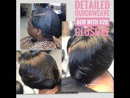 Detailed Quickweave Bob With 20 Closure Youtube Black Hairstyles With Weave Quick Weave Hairstyles Black Bob Hairstyles