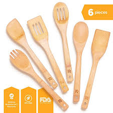 Amazon Com Riveira Wooden Spoons For Cooking 6 Piece Bamboo Utensil Set Apartment Essentials Wood Spat In 2020 Kitchen Utensil Set Utensil Set Wooden Cooking Utensils