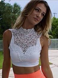 Codes promo, ventes flash, livraison offerte, trouvez le produit de vos rêves à prix réduit ! Dentelle Blanche De Decoupe Crop Top Pour Femmes Milanoo Com