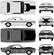 The 1970 dodge challenger was dodge's pony car answer to the ford mustang and the chevrolet camaro , and finally appeared in the fall of 1969. 1970 Dodge Challenger Coupe Blueprints Free Outlines