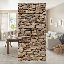 Flachenvorhang Set Amerikanische Steinwand Natur Wand Mauer Steine Mediterran 250x120cm Schiebegardine Schiebevorhang Raumt Steinwand Raumtrenner Raumteiler