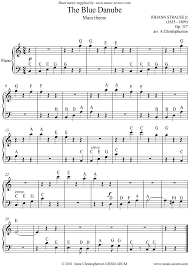 All sheet music in 2 versions (with & without letter notes) The Blue Danube Easy Piano Sheet Music By Johann Strauss Jr