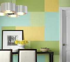 Wand Muster Streichen Rechteck Blau Grun Gelb Wande Streichen Wandmalerei Ideen Haus Deko