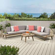 Outdoor rooms outdoor living outdoor decor rustic outdoor backyard patio designs backyard landscaping backyard bbq modern outdoor kitchen outdoor kitchens. Hillside Mid Century Modern Outdoor Wood Platform Sectional With Built In End Tables Coffee Table In 2021 Outdoor Sofa Sets Outdoor Sofa Seating Groups