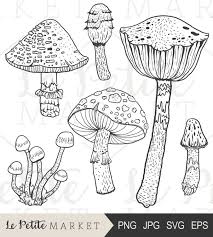 Black And White Mushroom Drawing Hand Drawn Mushroom Clip Art Hand Drawn Mushrooms Mushroom How To Draw Hands Mushroom Drawing Art