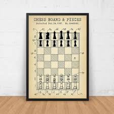 Chess Board Patent Print Digital Download Chess Master Game Room Wall Art Chess Board Patent Prints