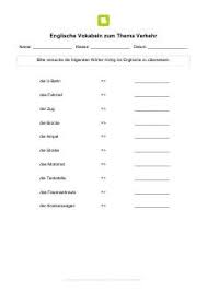 Arbeitsblatt Englisch Vokabeln Zum Thema Verkehr Englisch Vokabeln Kostenlose Arbeitsblatter Vokabeln