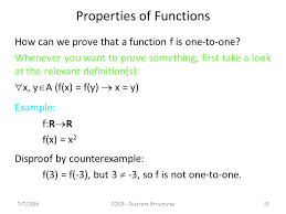 So, assume that f(x) = f(y) where x, y ∈ a, and from this assumption deduce that x = y. Functions 7 7 2016cocs Discrete Structures1 Functions A Function F From A Set A To A Set B Is An Assignment Of Exactly One Element Of B To Each Element Ppt Download