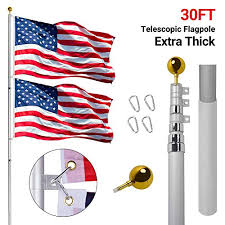 N\a 20ft telescoping flag pole kit, heavy duty 16 gauge aluminum outdoor in ground flag poles with 3x5 usa flag, for residential or commercial,garden flag pole 4.4 out of 5 stars 298 $79.99 $ 79. Gientan 30ft Telescopic Flag Pole Extra Thick Heavy Duty Aluminum Flagpole Kit With 3x5 Us Flag Golden Ball Top For Commercial Residential Outdoor Use Fly 2 Flags Walmart Com Walmart Com