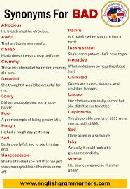 Synonyms Bad Definition And Examples Another Words For Bad English Grammar Here In 2020 Another Word For Bad English Vocabulary Words Interesting English Words