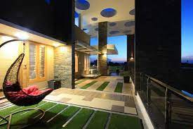 Check out what her plants are in… #7. The Balcony And Sit Out Area In The First Floor Has Access From Family Room And Son S Room Balcony Design Modern Balcony Design