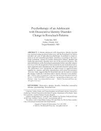 Pdf Psychotherapy Of An Adolescent With Dissociative Identity Disorder Change In Rorschach Patterns