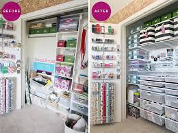 A central work area provides room to spread out or collaborate. Iheart Organizing The Ultimate Craft Closet Organization