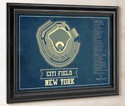 New York Mets Citi Field Vintage Seating Chart Baseball Print