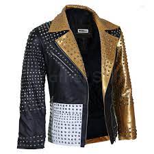 Women Black And Gold Leather Jacket With Cone Spikes Leather Jacket Spiked Leather Jacket Gold Leather
