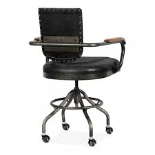 Black Leather Wren Industrial Office Chair Vintage Chairs Escritorio de oficina desk mesa scrivania panana biurko escrivaninha escritorios стол письменный recibidor de entrada 책상 + chair.