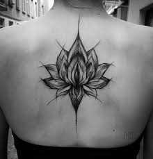 Pretty Black Lotus Flower On Woman S Back Flower Tattoo Back Black Lotus Tattoo Back Tattoo