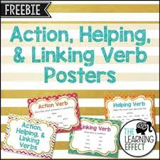 Verb Posters Action Helping And Linking Free Linking Verbs Verbs Poster Helping Verbs