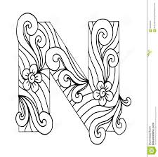 Spanish orthography is the orthography used in the spanish language.the alphabet uses the latin script.the spelling is fairly phonemic, especially in comparison to more opaque orthographies like english, having a relatively consistent mapping of graphemes to phonemes; Zentangle Stylized Alphabet Letter N In Doodle Style Stock Illustration Illustration Of Design O Alphabet Coloring Pages Doodle Art Name Doodle Art Letters