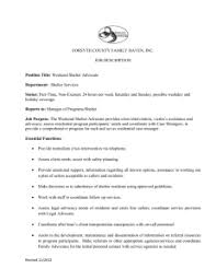 Possess excellent written and spoken english and malay language. Part Time Shelter Services Coordinator