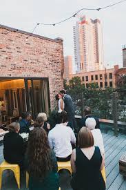 An Intimate Wedding Ceremony On The Rooftop Terrace Of Chicago S Little Goat Dine Intimate Wedding Ceremony Chicago Wedding Venues Restaurant Wedding