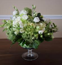 Large Table Centerpiece In White And Green Colors As A Decor Piece Or Sympathy Flowe Table Flower Arrangements Fresh Flowers Arrangements Fresh Flower Bouquets