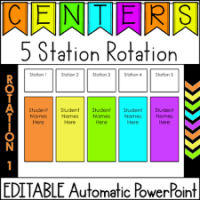 Center Rotation Powerpoint Timer Worksheets Teaching