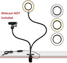 Amazon Com Webcam Light Stand For Live Stream Selfie Ring Light With Webcam Mount For Logitech C925e C922x C930e C922 C930 C920 C615 Brio 4k