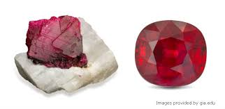 Pictured Here Is The Difference Between A Rough And Polished Ruby Fainifacts Ruby Gemstones Gemstones Ruby Polish
