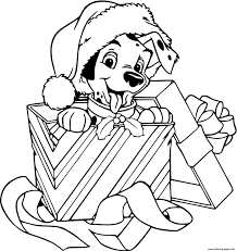 Santa hats always remind everyone of christmas and thus a spirit of fun and joy. Puppy Wearing Santa Hat In Gift Box Coloring Pages Printable